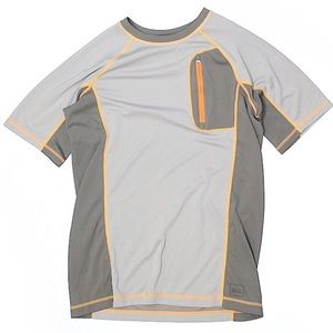 REI two toned short sleeve shirt front zip pocket